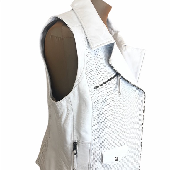 TRUTH & PRIDE White Perforated Leather Vest L - Picture 7 of 11